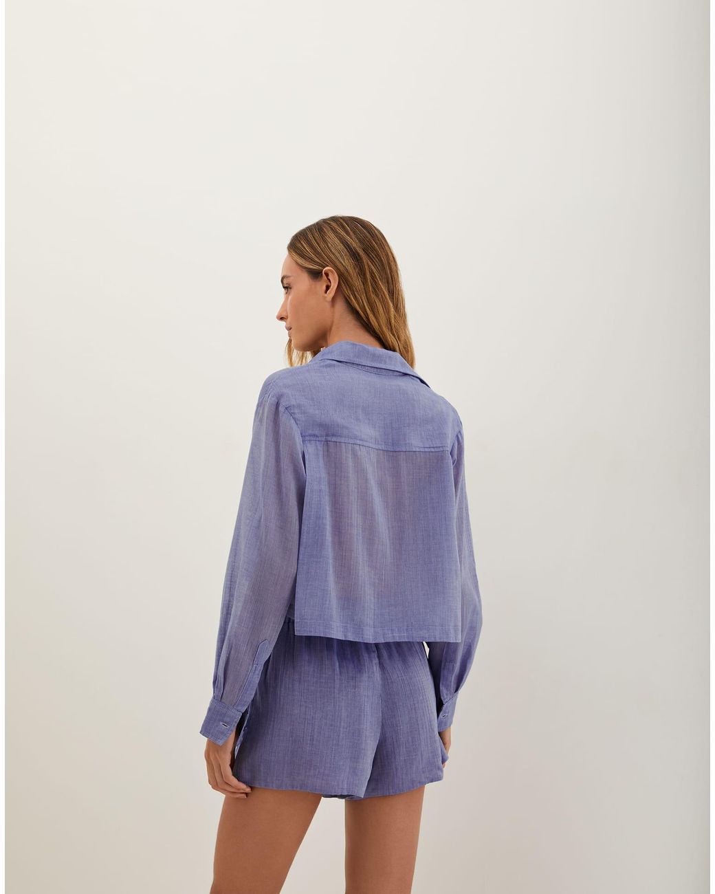 ViX Blue Cassia Cropped Blouse (exchange Only)