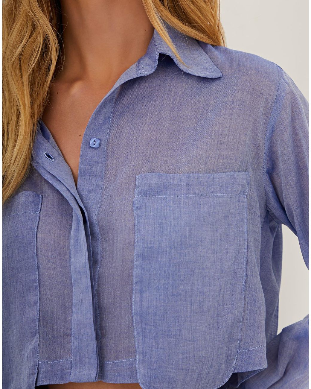 ViX Blue Cassia Cropped Blouse (exchange Only)