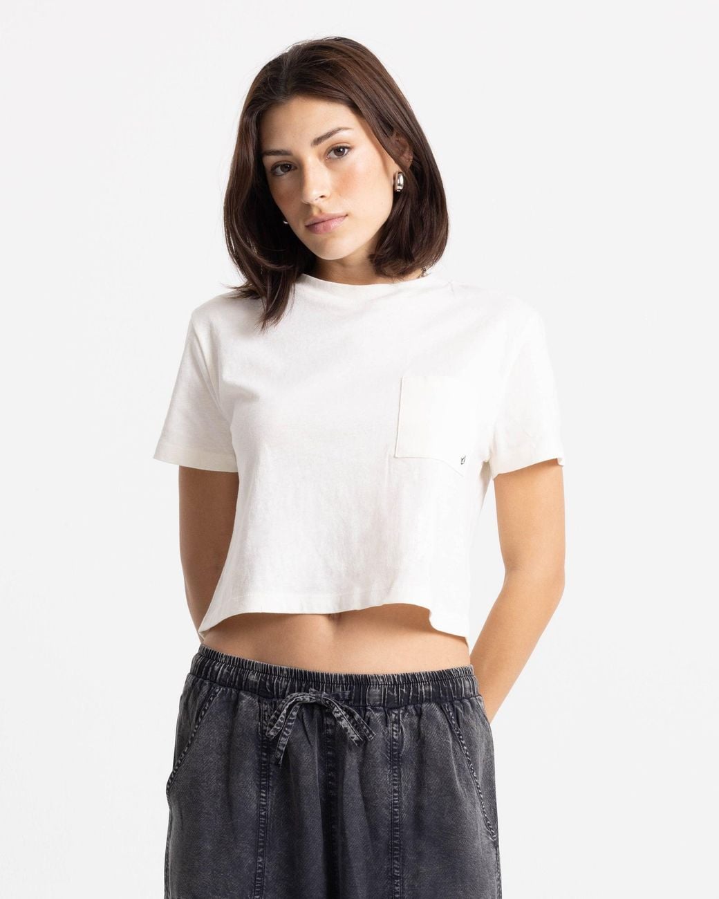 Volcom White Buteeteeerfly Ring Pocket Dial Tee