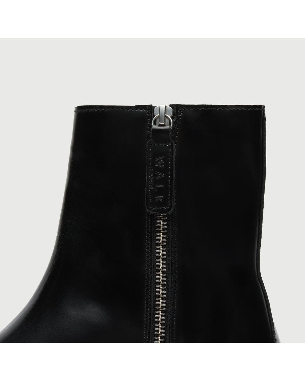 Walk London Black Abbey Zip Up Cuban Heel Boot for men