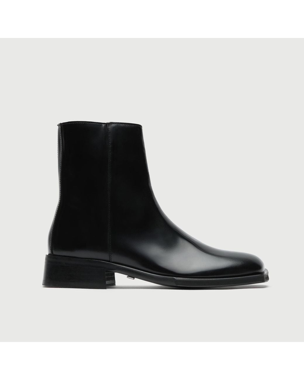 Walk London Black Abbey Zip Up Cuban Heel Boot for men
