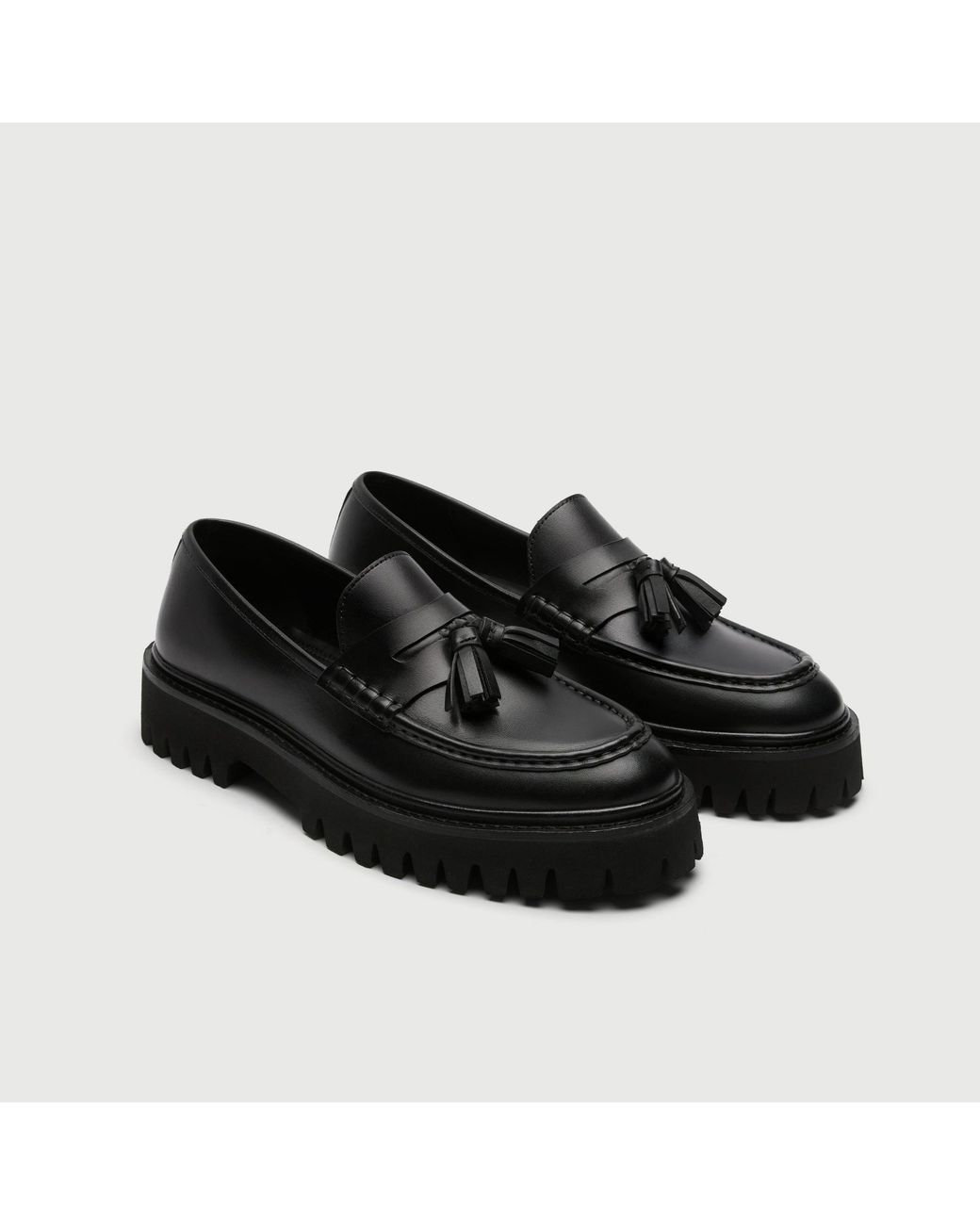 Walk London Black Hopper Tassel Loafer for men