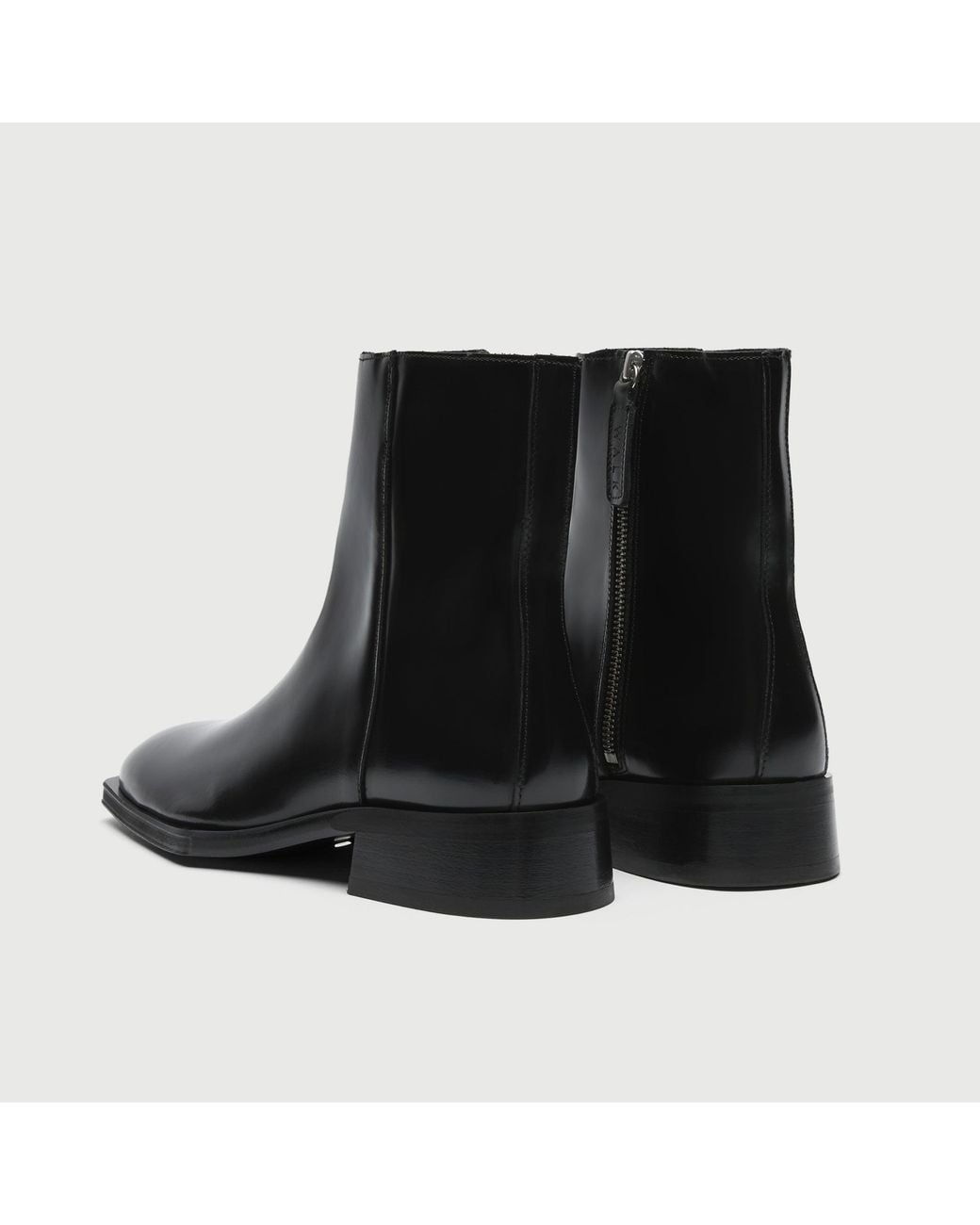 Walk London Black Abbey Zip Up Cuban Heel Boot for men