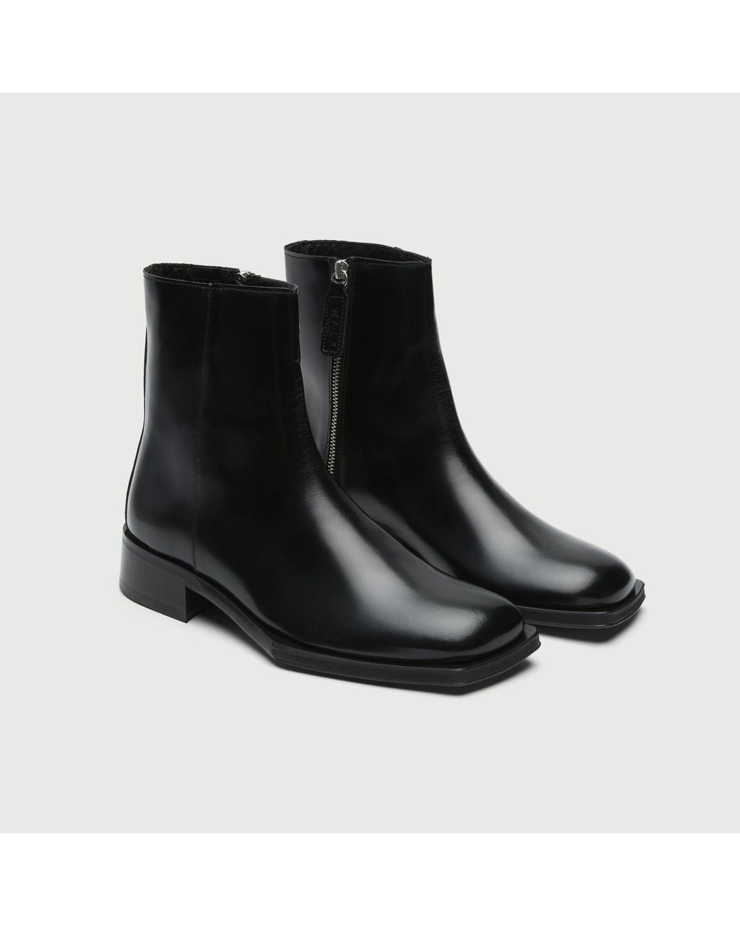 Walk London Black Abbey Zip Up Cuban Heel Boot for men
