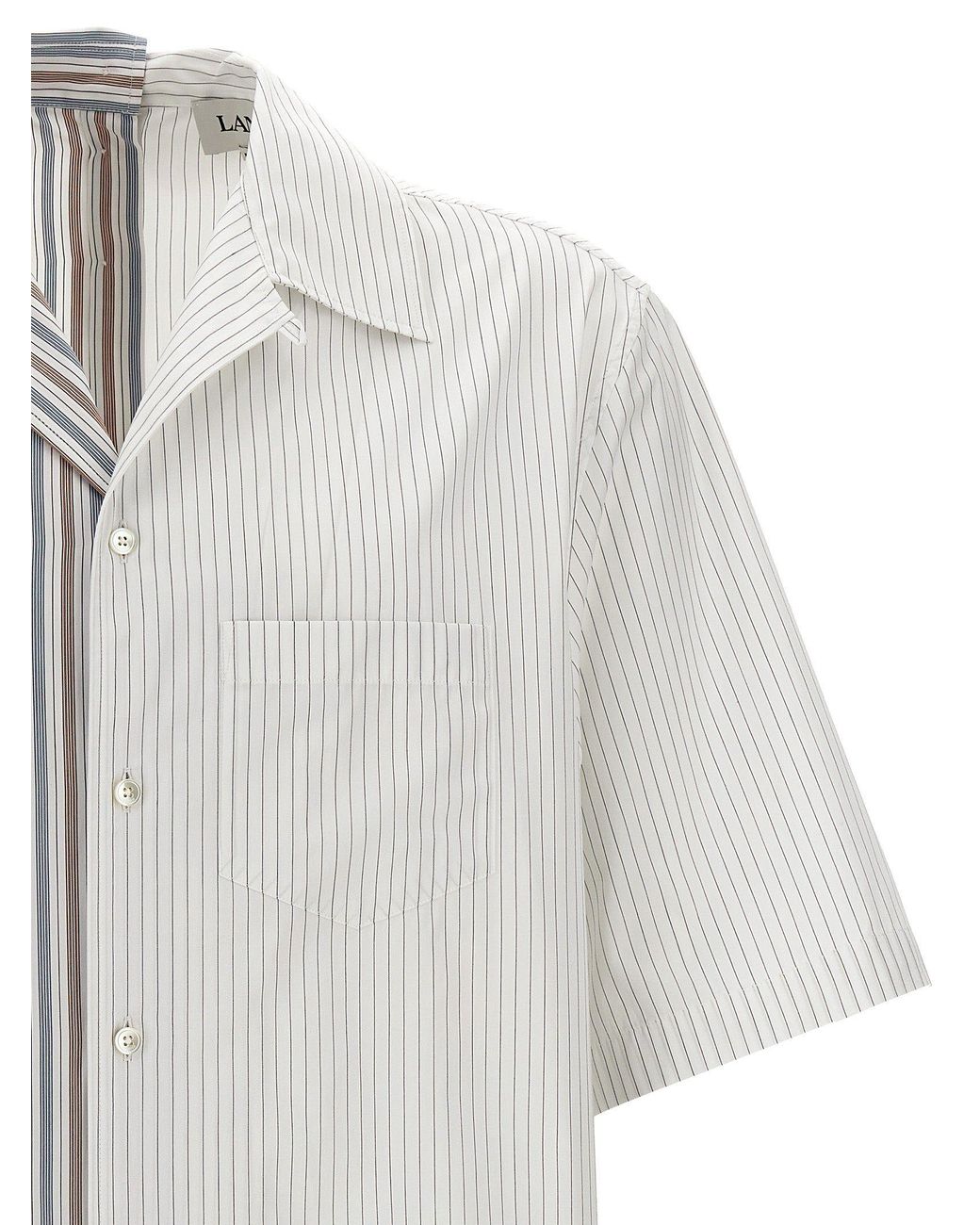 Lanvin Asymmetric Striped Shirt Shirt in White for Men | Lyst