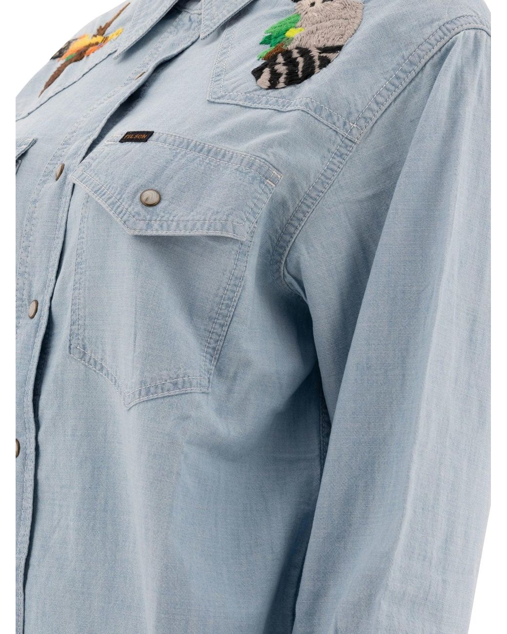 Tシャツ・カットソー FILSON W'S EMBROIDERED WESTERN SHIRT (FWCAM0004 UT28961297) Women's embroidered western shirt by Filson | Light indigo