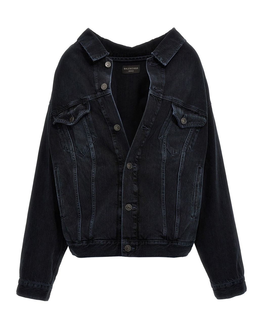 Off the shoulder black denim jacket hotsell