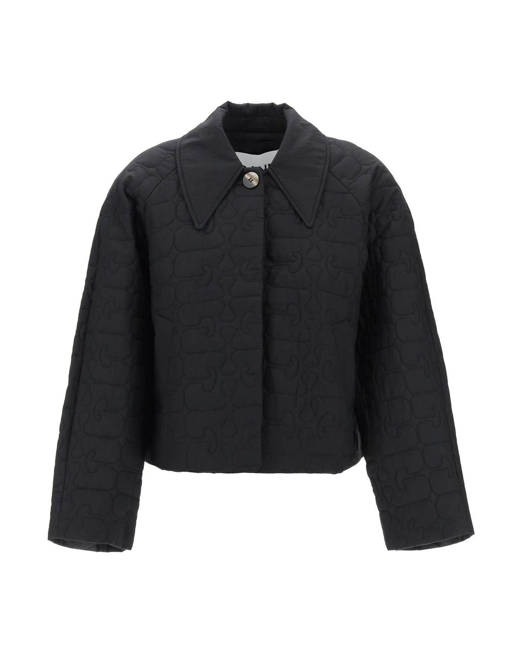 【関税&送料込】Ganni Giacca Corta Trapuntata Ganni Short Quilted Jacket in Black | Lyst