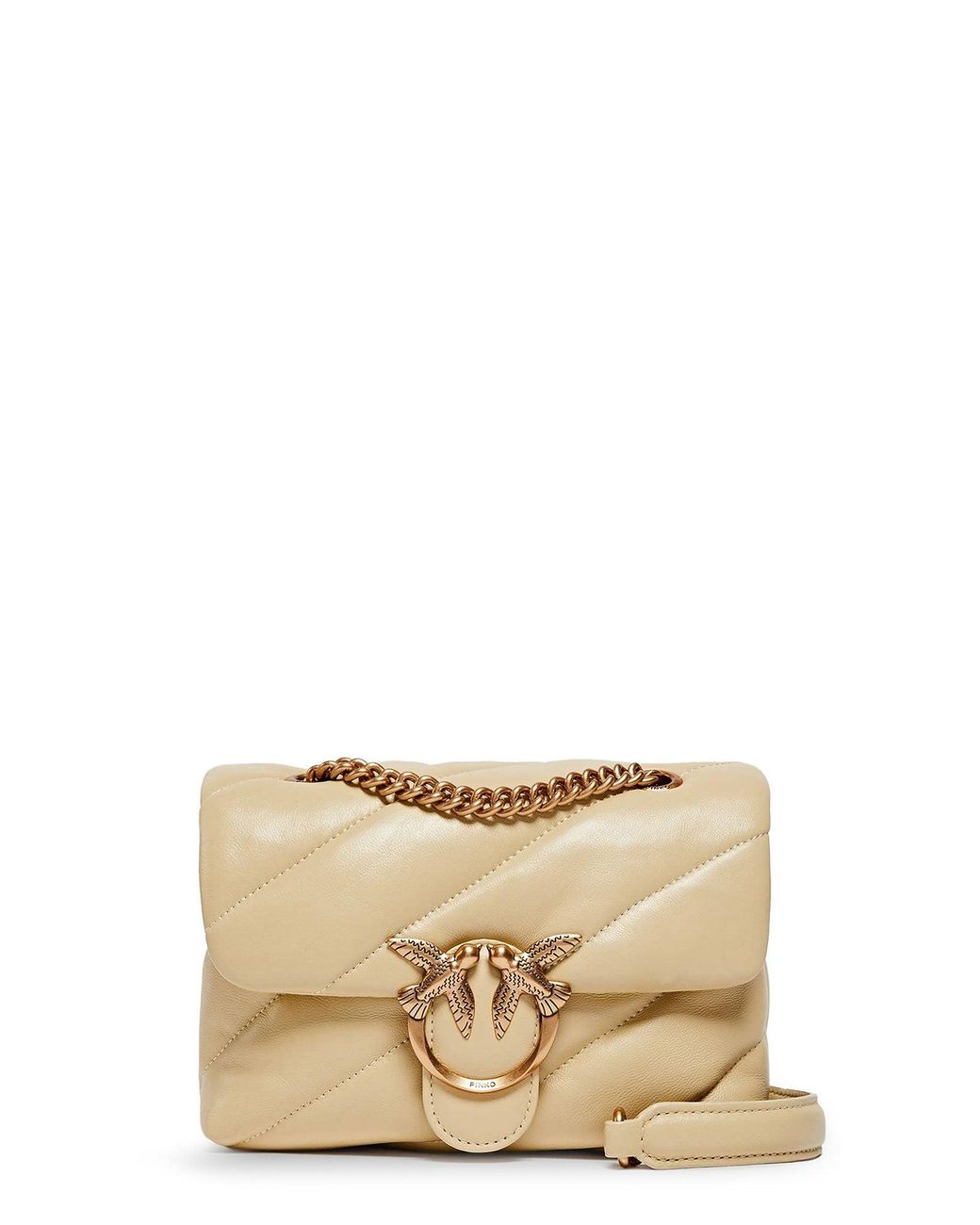 Pinko Natural Love Puff Mini Quilted Leather Crossbody Bag