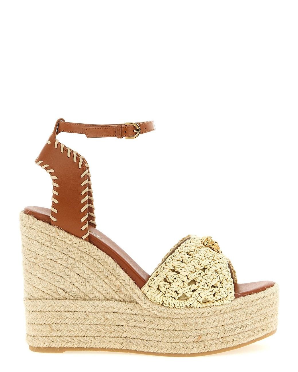 Versace La Medusa Wedges Beige in Natural | Lyst UK