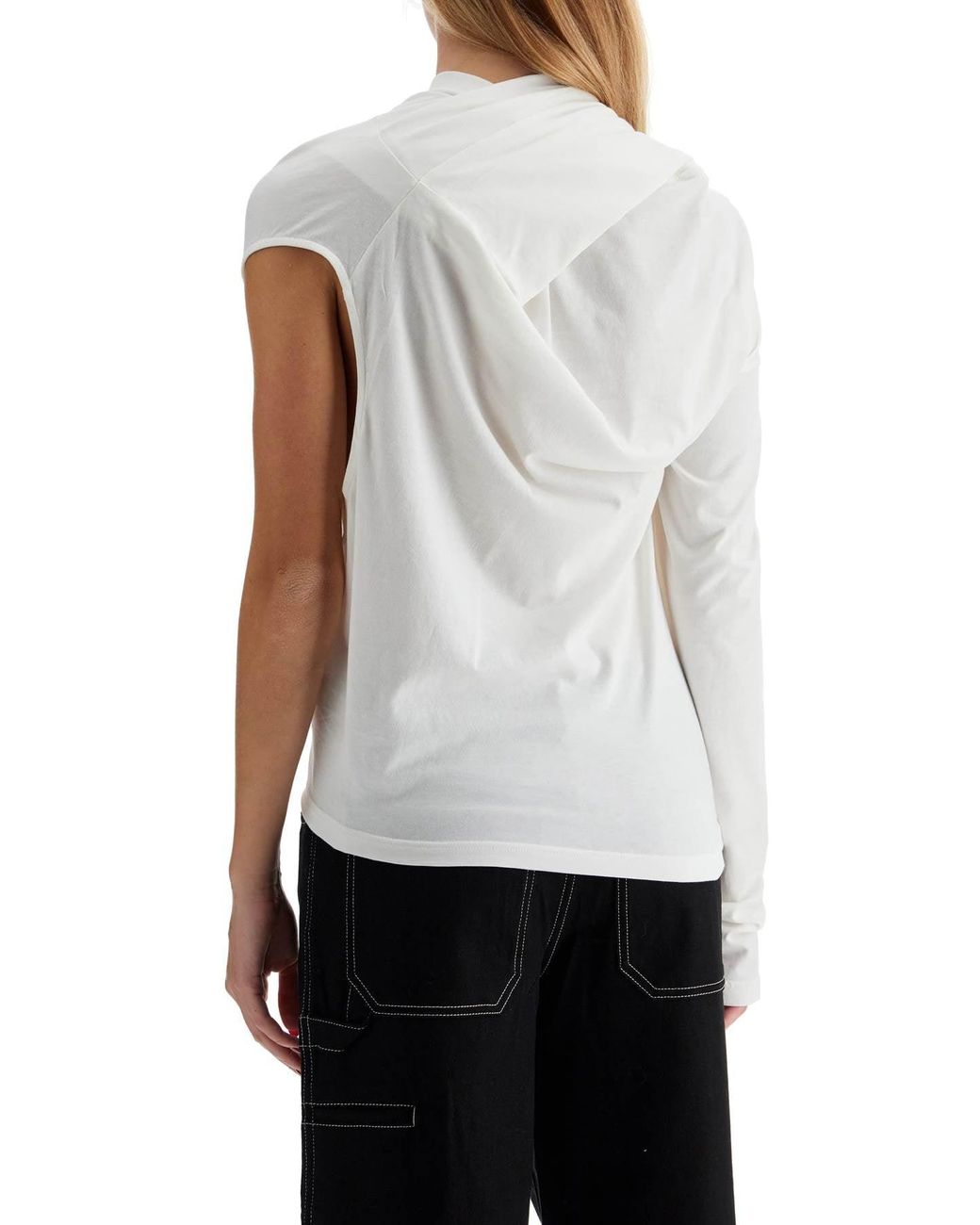 Courreges T Shirt Asimmetrica in White Lyst UK