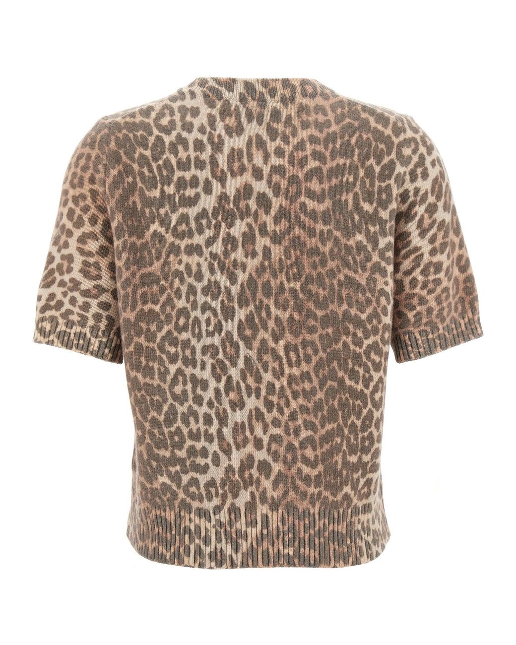 Tシャツ・カットソー GANNI Graphic Wool Mix Printed Leopard T-Shirt Graphic Wool Mix Printed Leopard T-Shirt - Roan