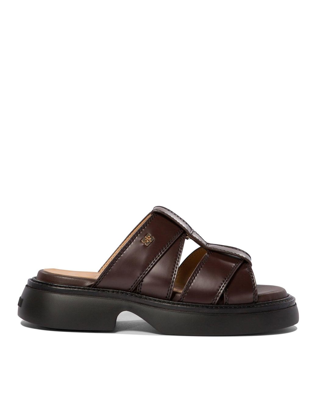 【GANNI】EVERYDAY MULE SANDAL◆関税・送料込◆ Dark Olive Dark-Olive Oleatex Lace-Up Mules | GANNI US