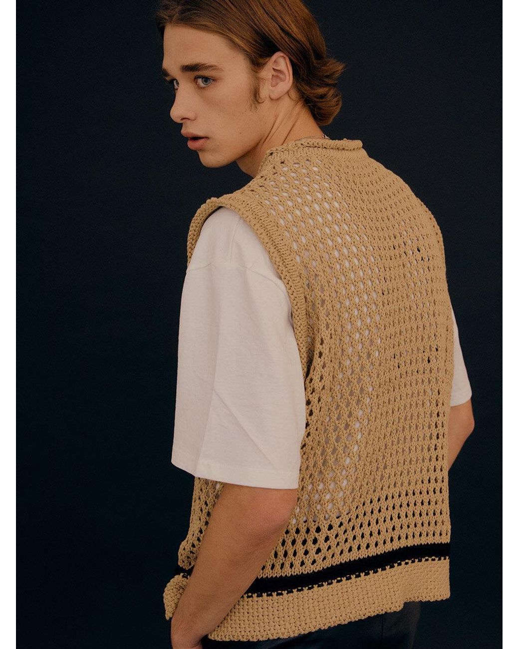 MOONSUN Cotton Honeycomb Knit Vest in 