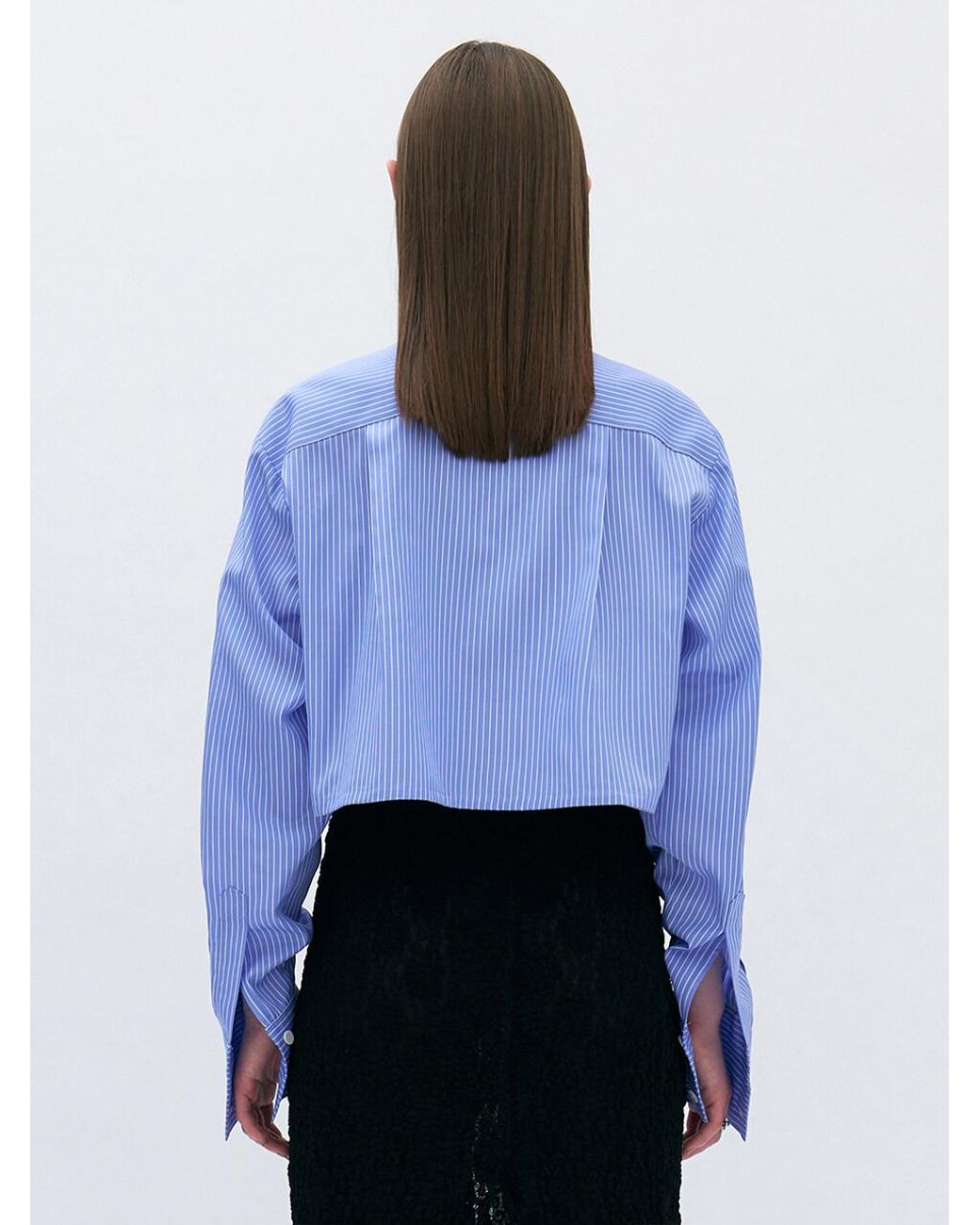 YUNSE Stripe Crop Shirt in White | Lyst