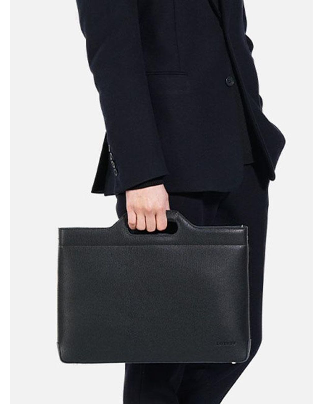 Lotuff Leather Minimal Leather Briefcase in Black for Men | Lyst