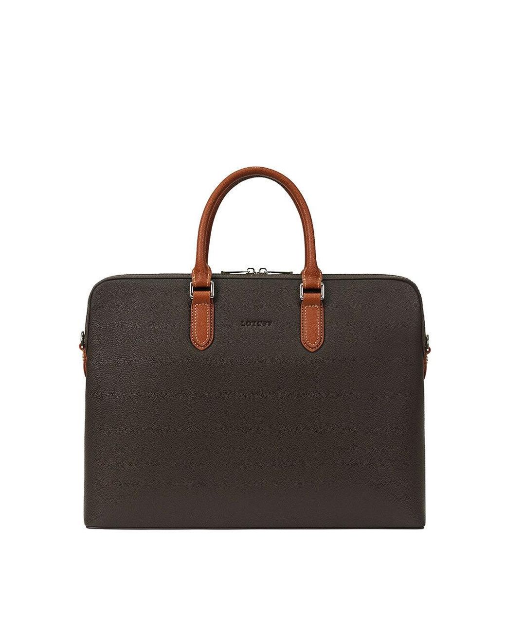 Lotuff Leather Briefcase in Brown for Men | Lyst