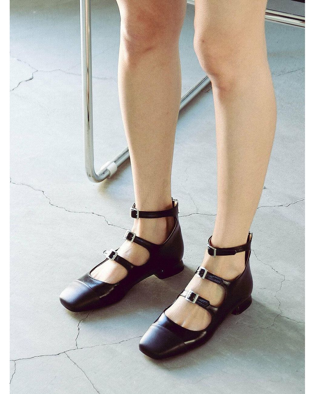 NONETHELESS 3-strap Mary Jane Flats in Blue | Lyst