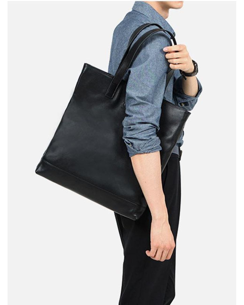 Lotuff Leather Leather Shoulder Bag in Black for Men | Lyst