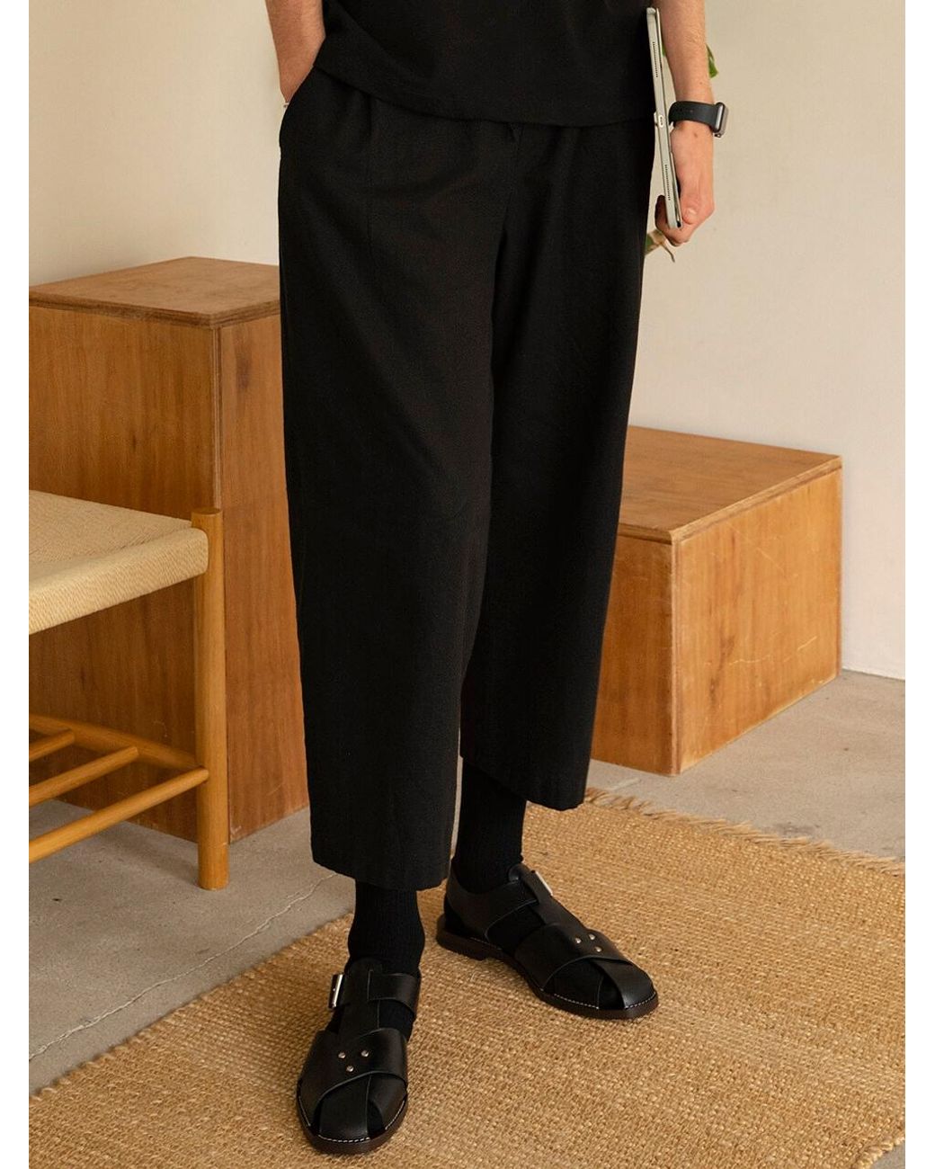 HALBKREIS Cp-802 Linen Wide Pants in Black for Men | Lyst