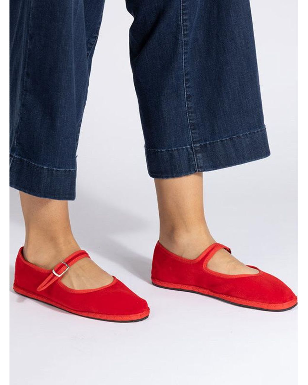 DROGHERIA CRIVELLINI Papusse Mary Jane Velvet in Red | Lyst
