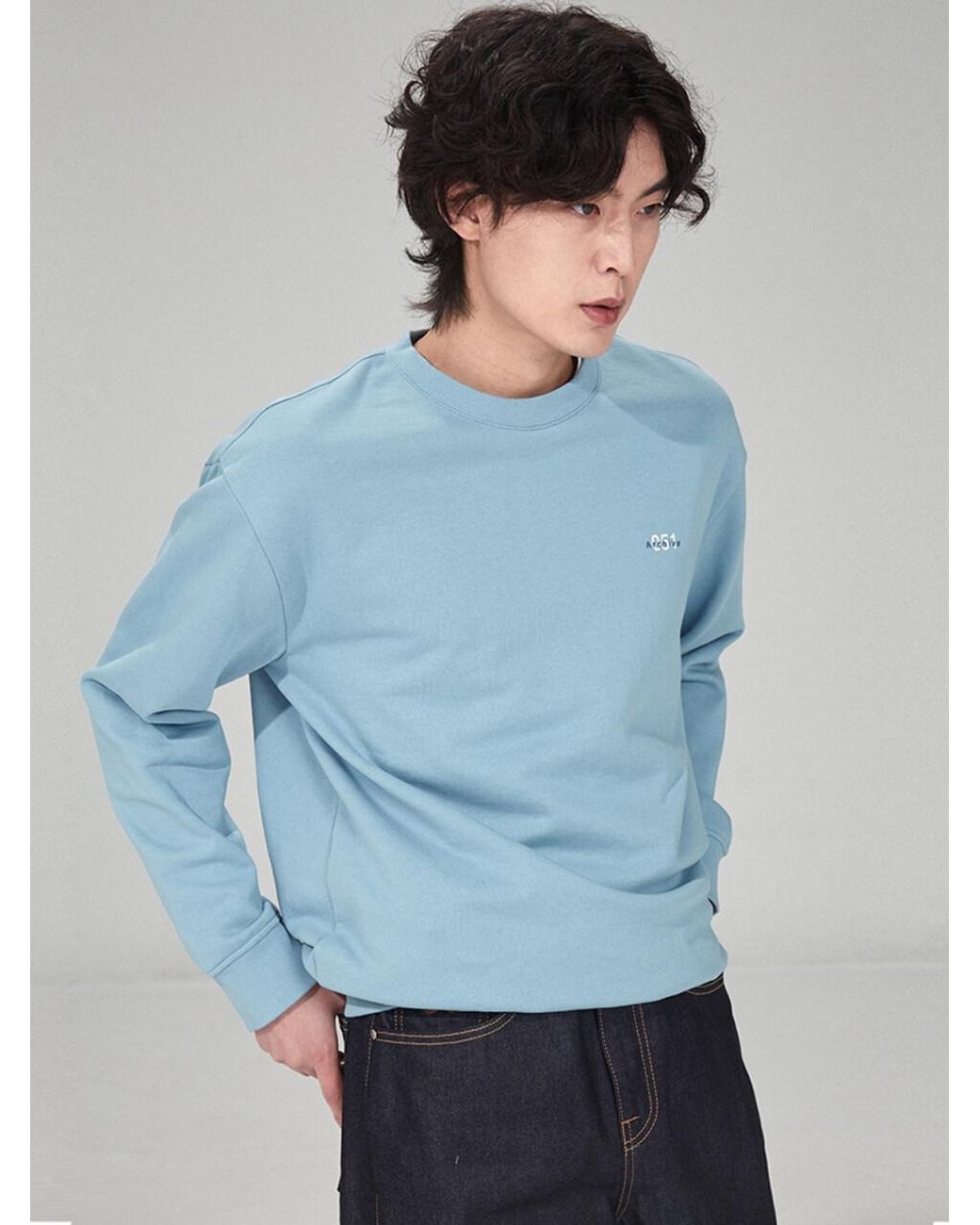 light blue graphic sweatshirt