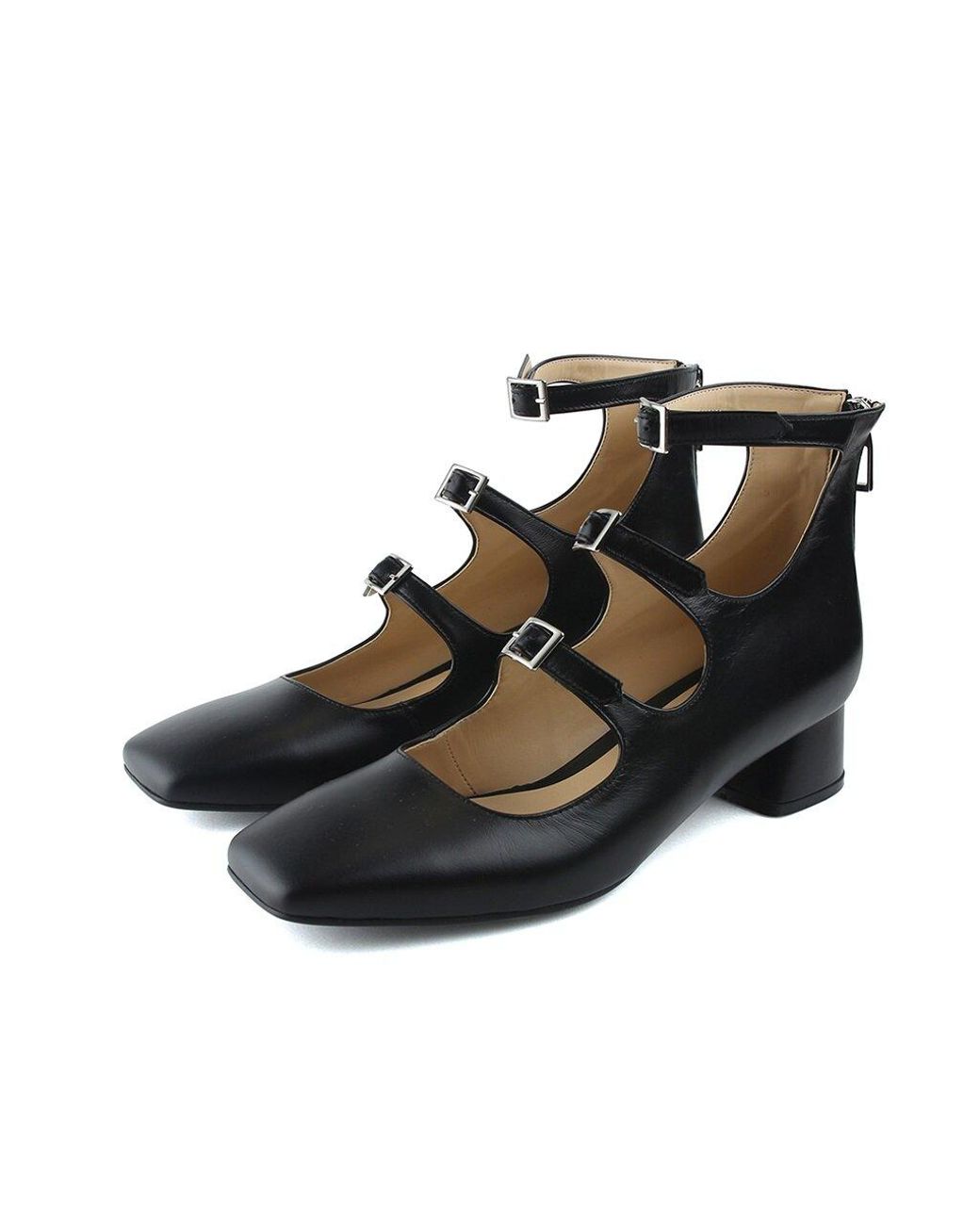 NONETHELESS 3-strap Mary Jane Mid Heel in Black | Lyst UK