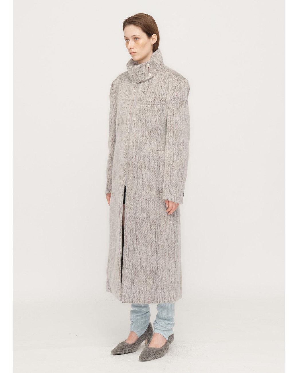 TheOpen Product High Neck Wool Oversized Coat in Gray | Lyst
