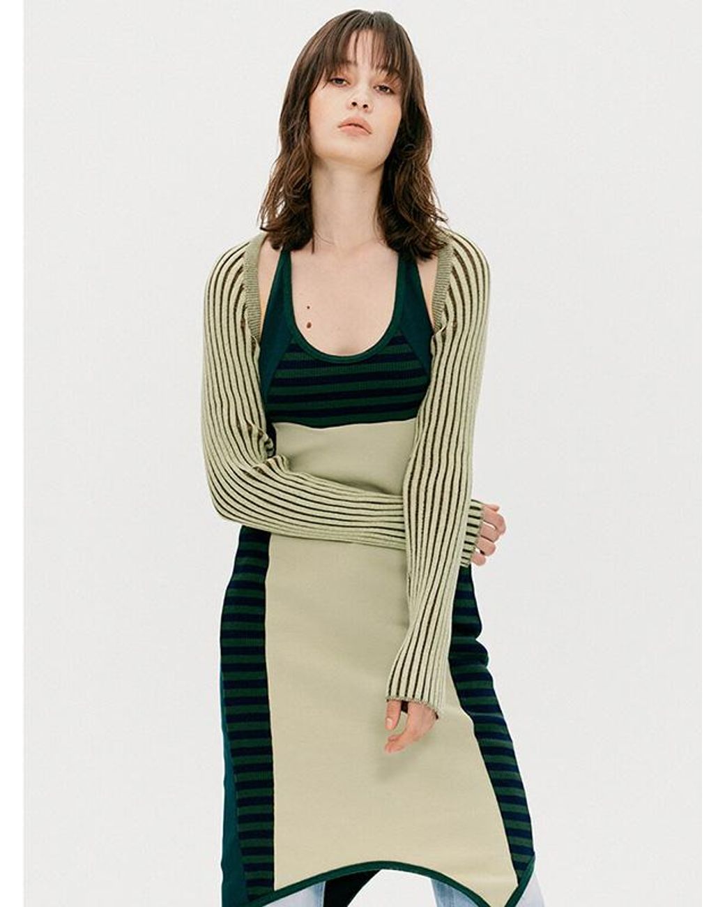 TheOpen Product Ribbed Fitted Bolero Cardigan in Green | Lyst Canada