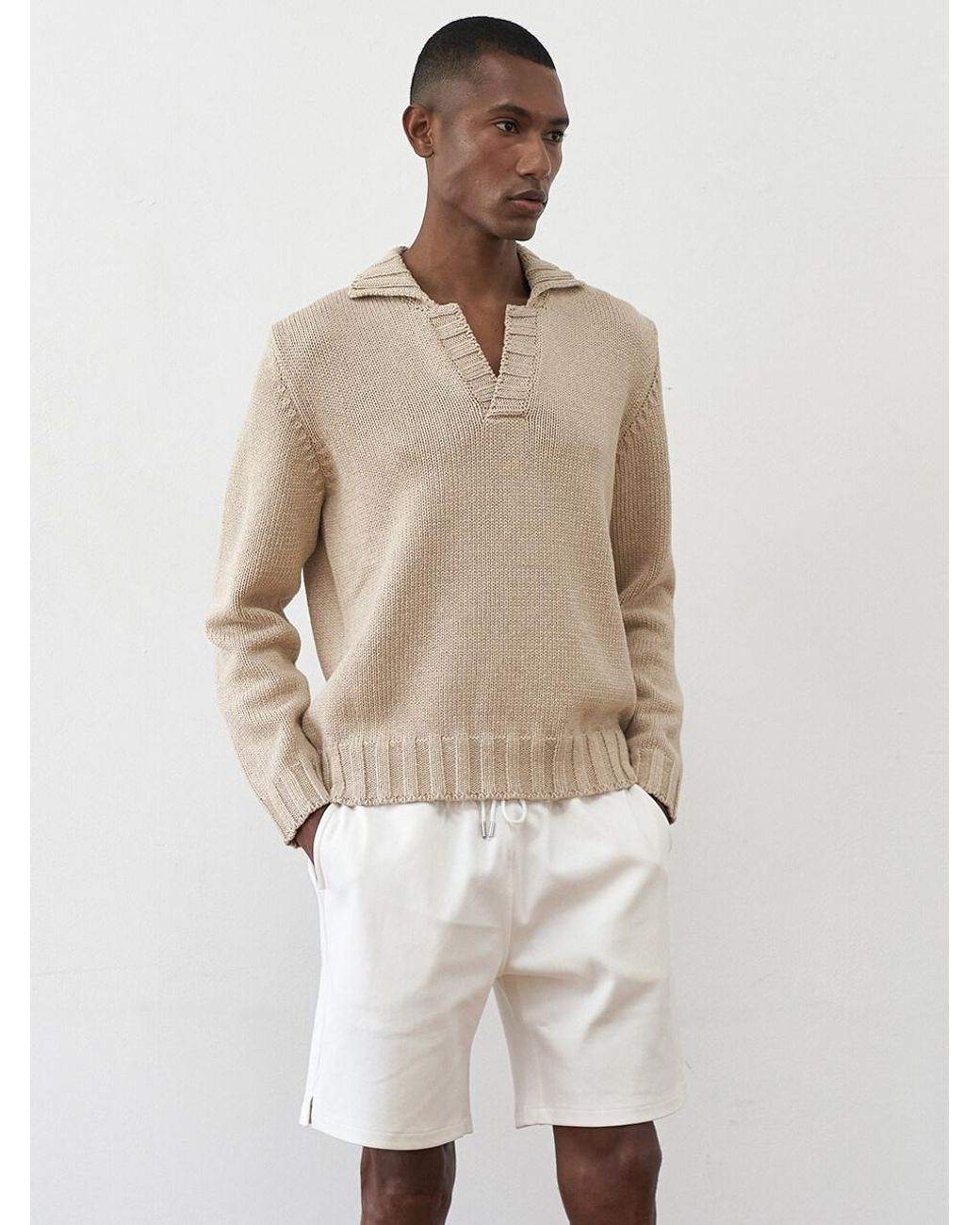 J'RIUM Cotton Chunky Open Collar Knit 