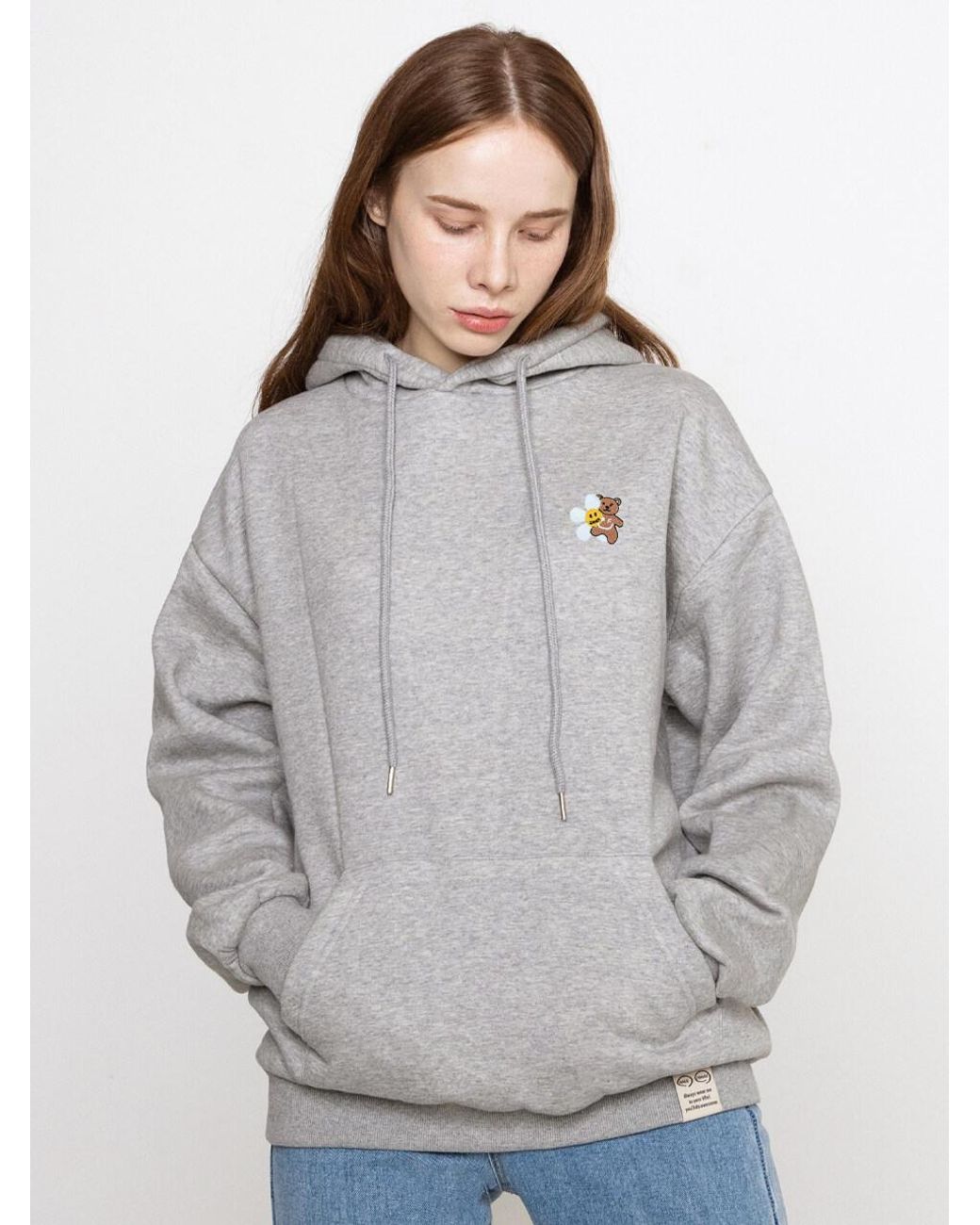 GRAVER Flower Hug Bear Embroidery Hoodie in Gray for Men | Lyst