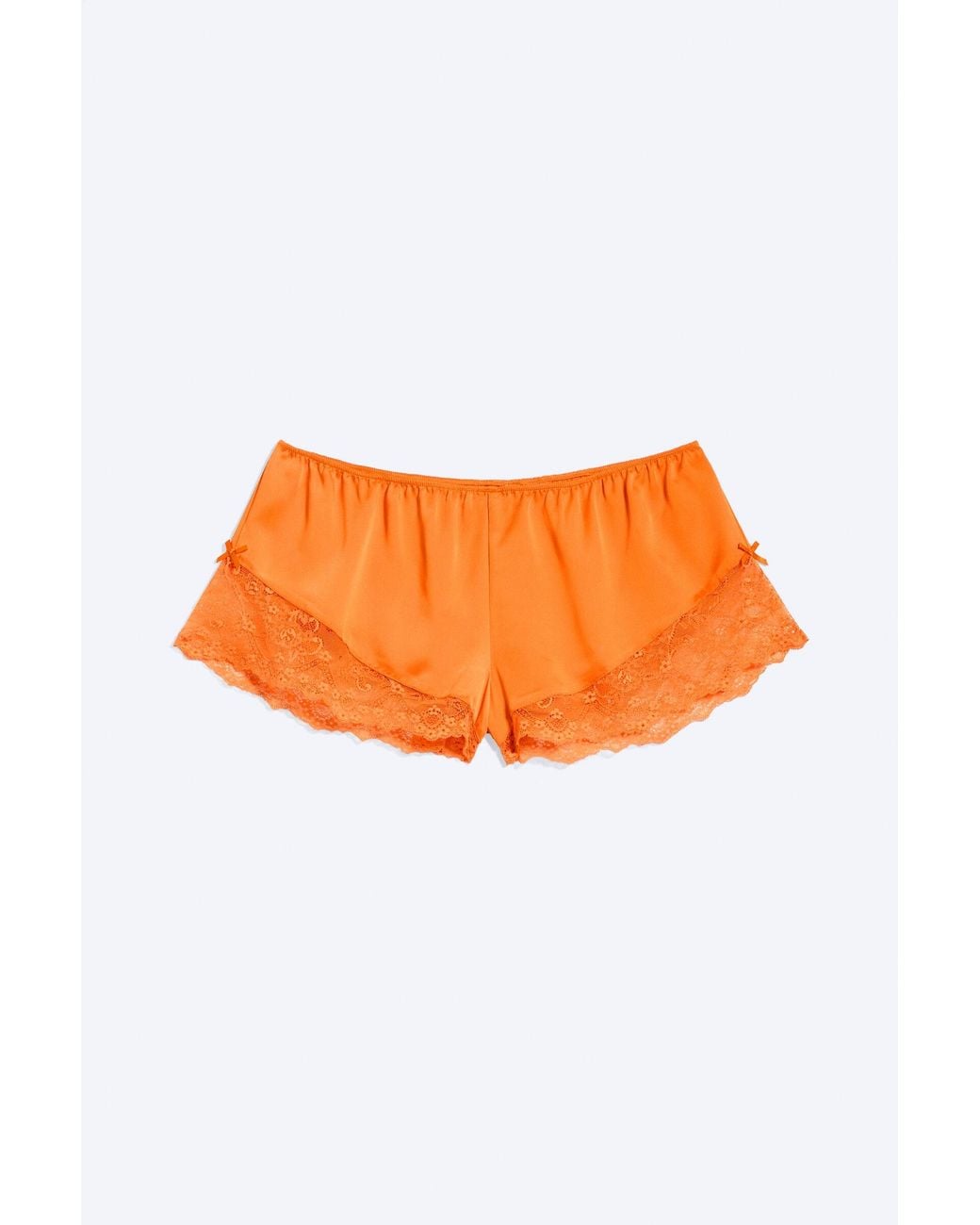 Monki Orange Short Satin Lace Shorts
