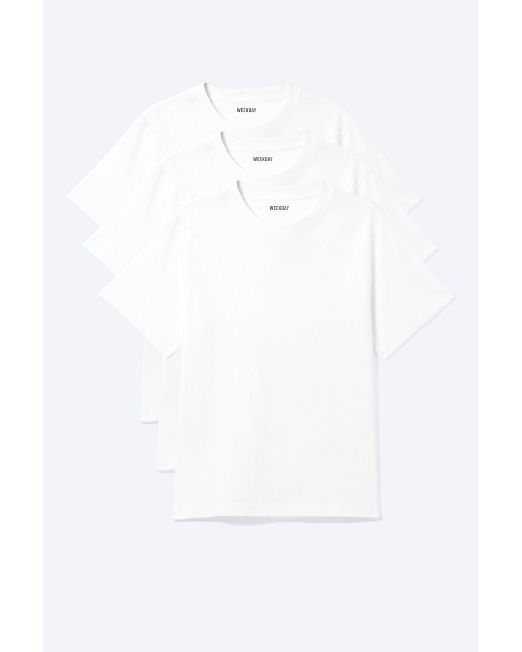 Weekday White 3-Pack Classic Boxy T-Shirt for men