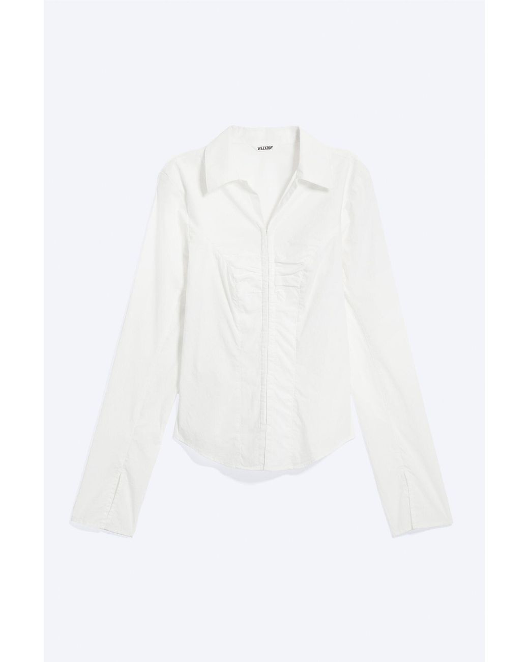 Weekday White Long-Sleeved Hook-And-Eye Top
