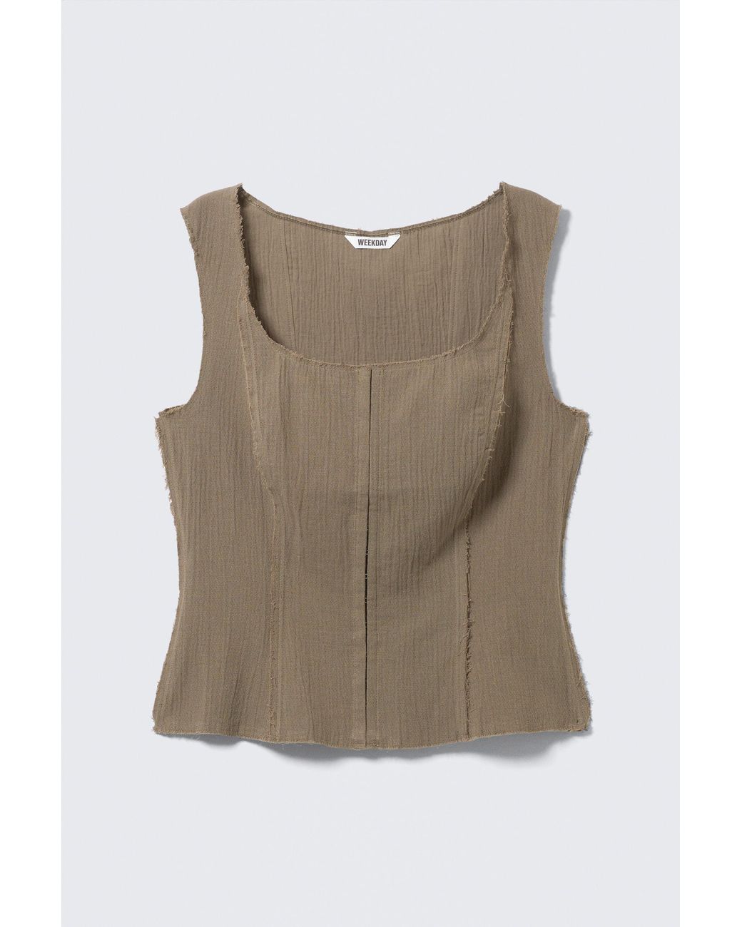 Weekday Natural Square Neck Twill Corset Top