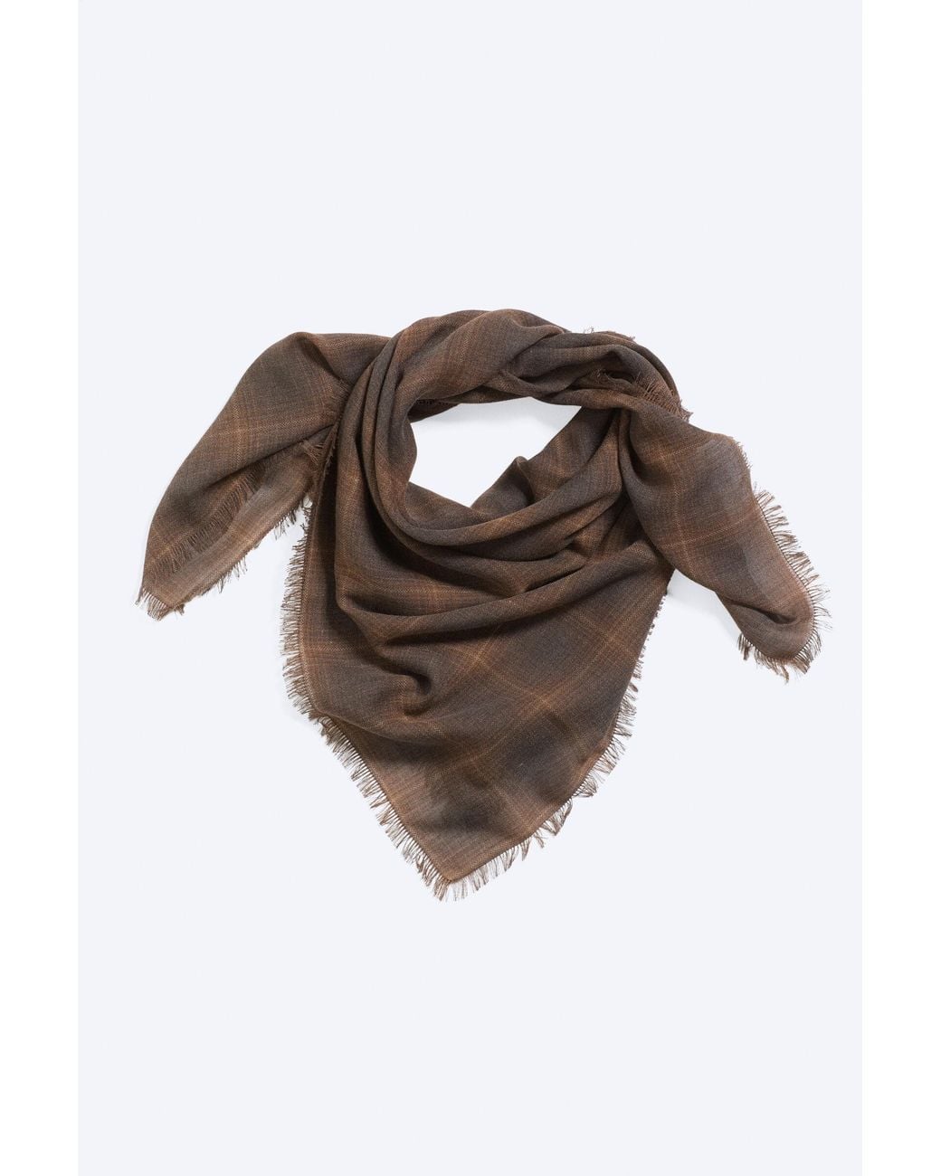Weekday Brown Frayed Printed Square Scarf