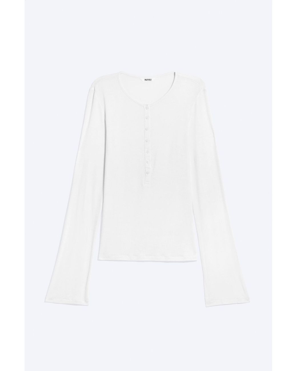 Monki White Slim Fit Long-Sleeved Henley