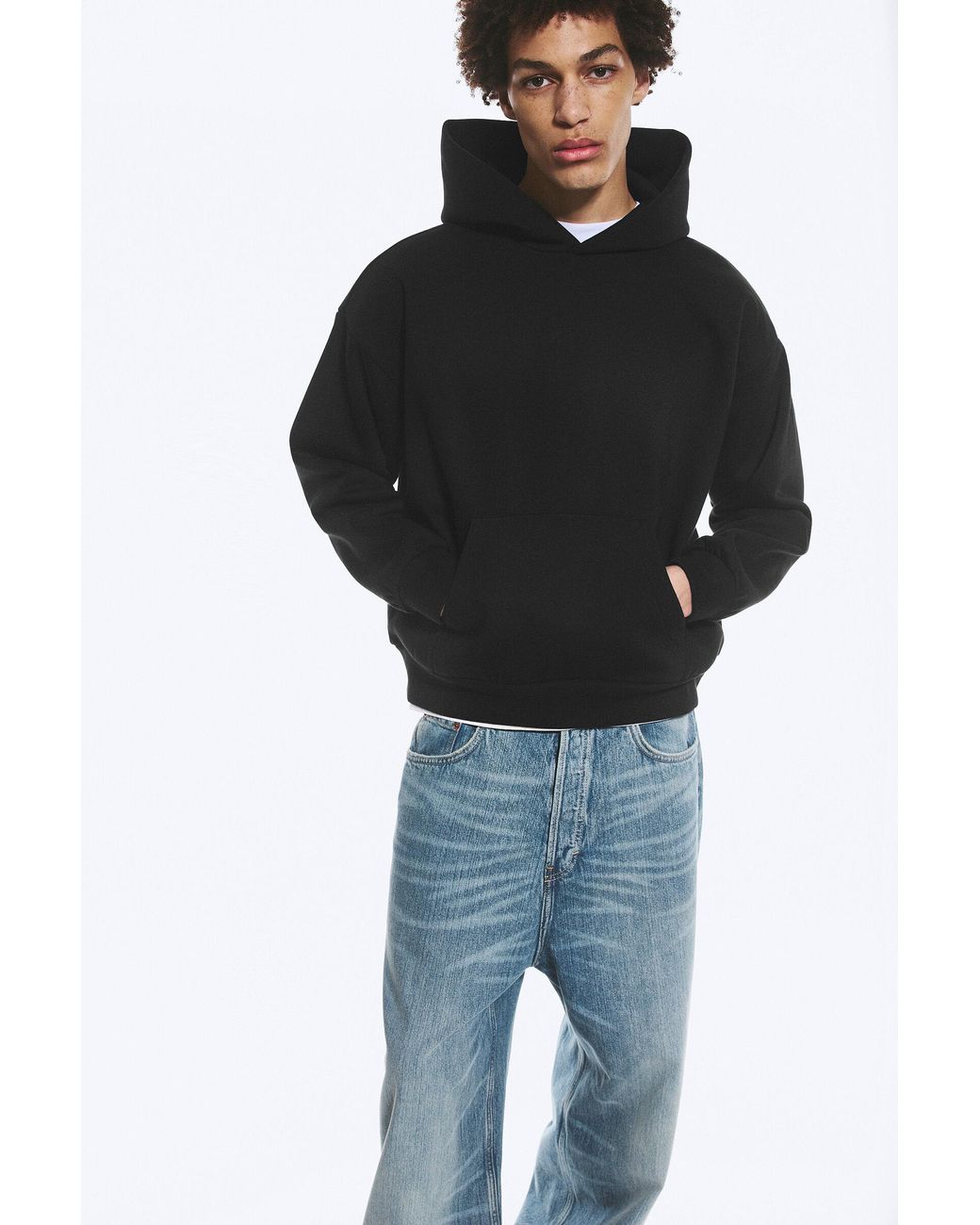 Weekday Black Loose Fit Hoodie for men