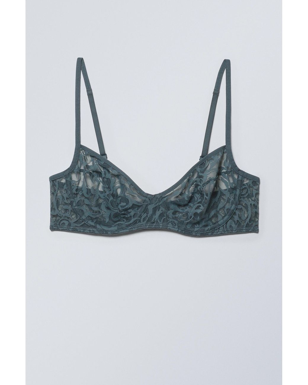 ash lace semi scooped bra - Grey Lace