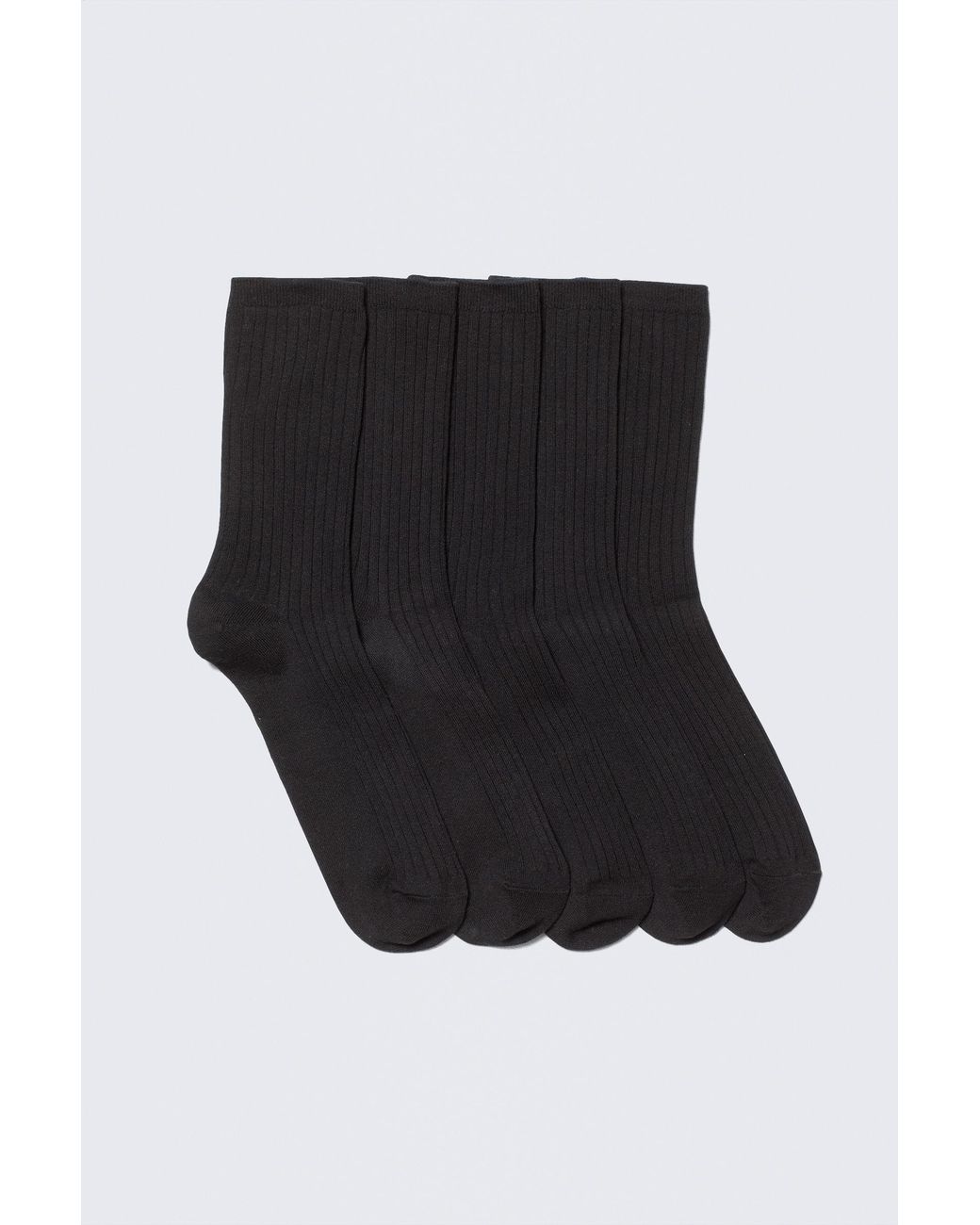 Weekday Black 5-pack Rib Socks