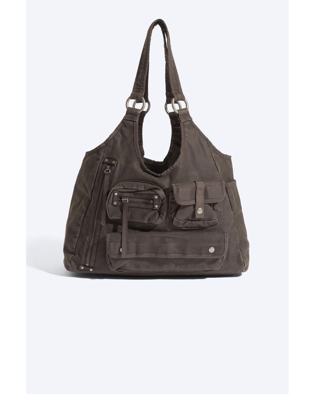 Weekday Brown Large Canvas Handbag