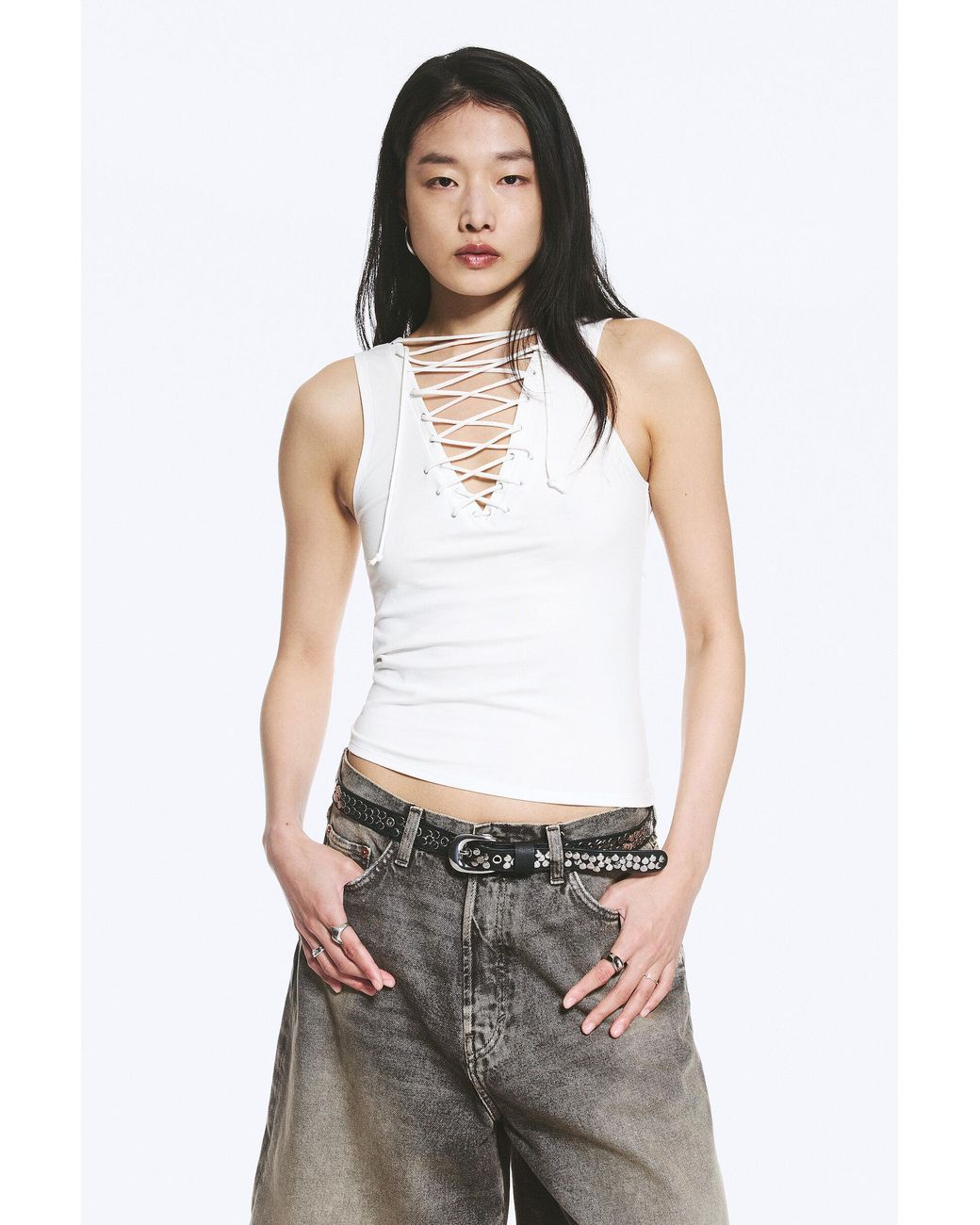 Weekday White V-Neck Strap Top