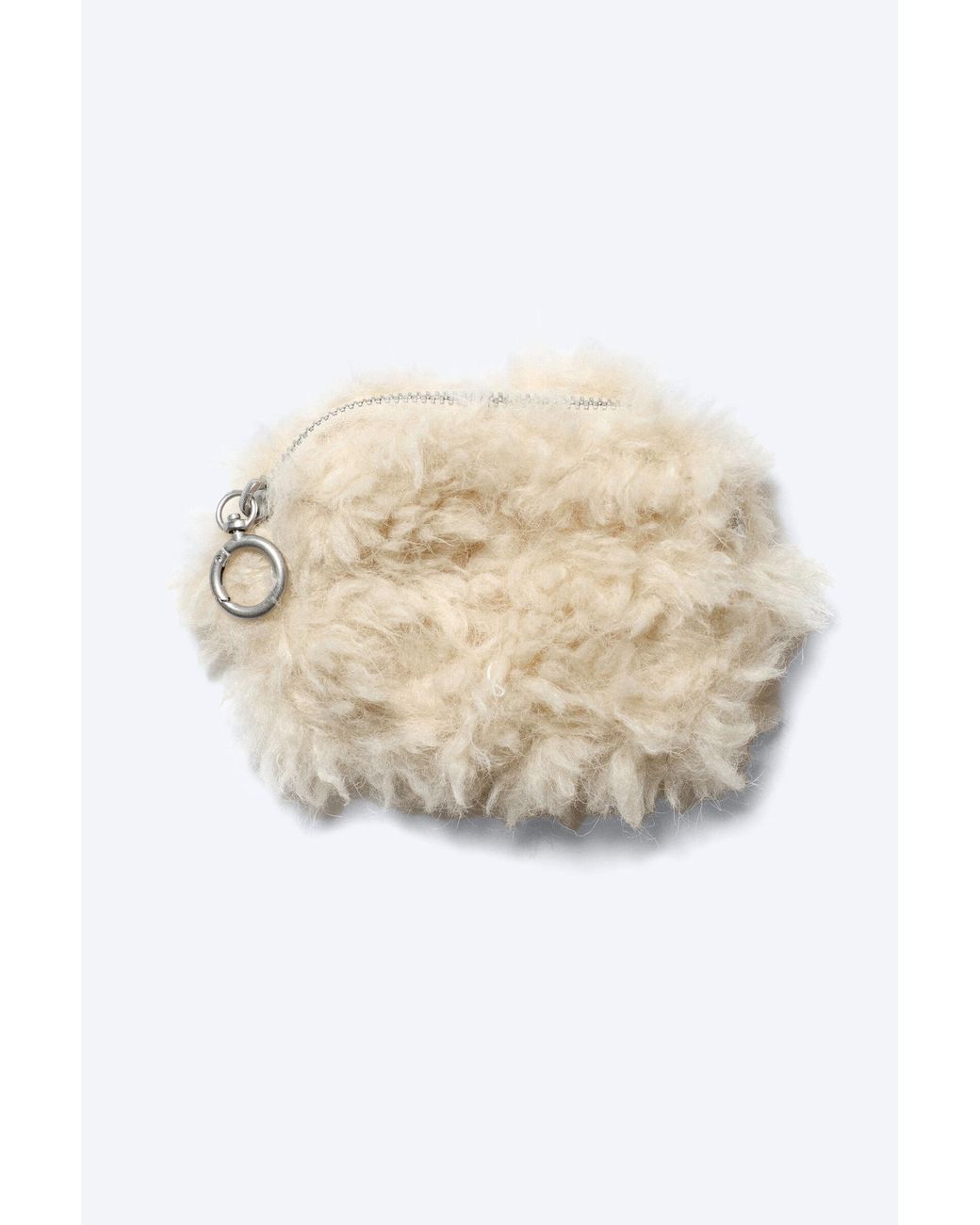 Weekday Natural Faux Fur Mini Zip Purse