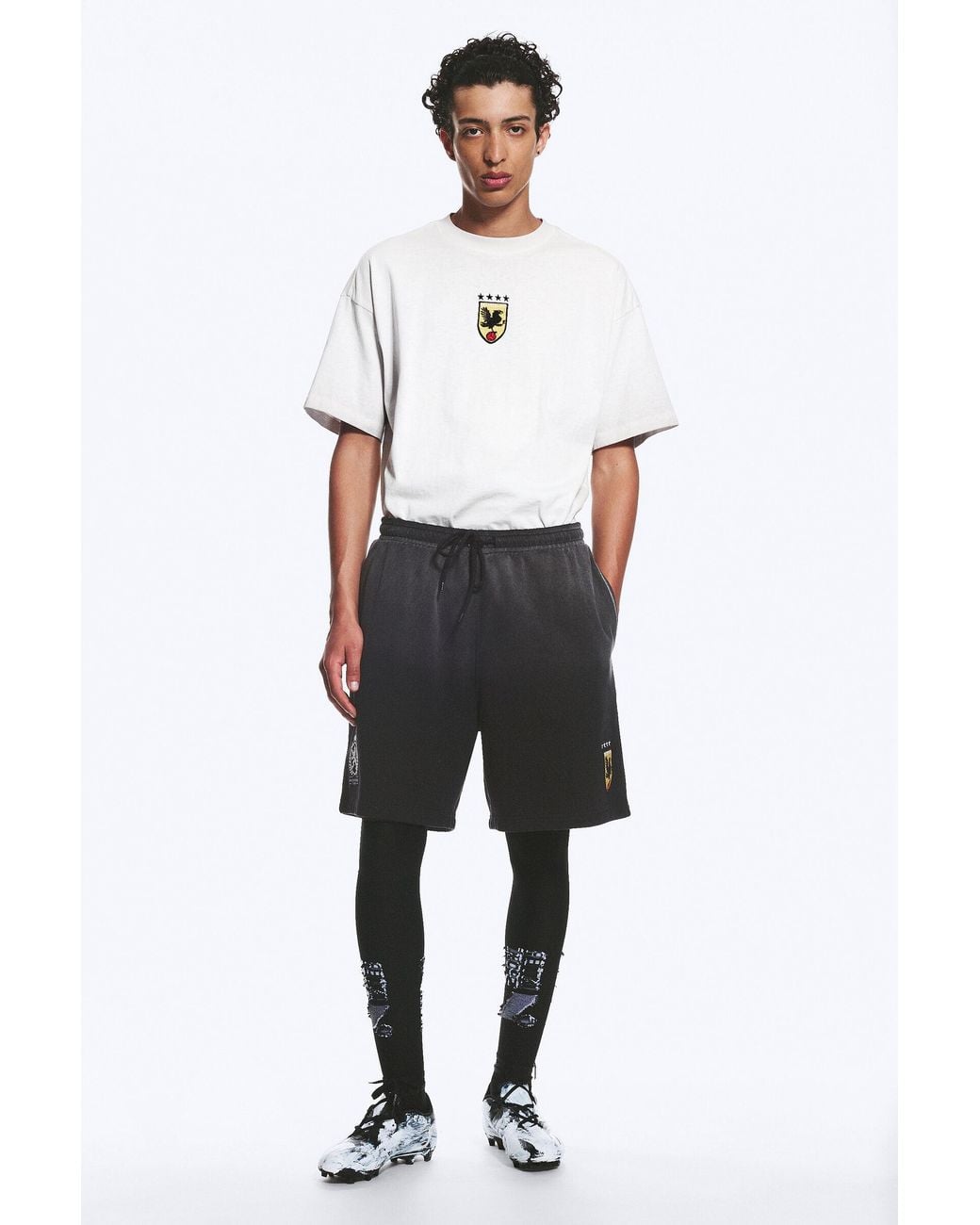 Weekday White Toffs Relaxed Jersey Football Shorts Germany for men