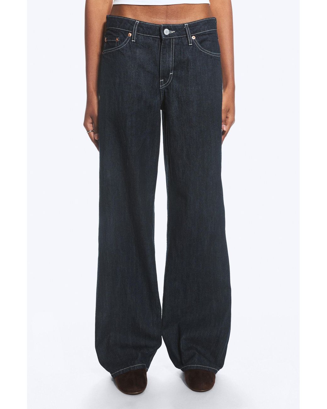 Weekday Blue Ample Low Rise Loose Wide Jeans