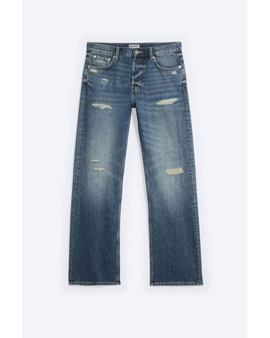 Weekday Blue Space Mid Rise Relaxed Straight Jeans for men