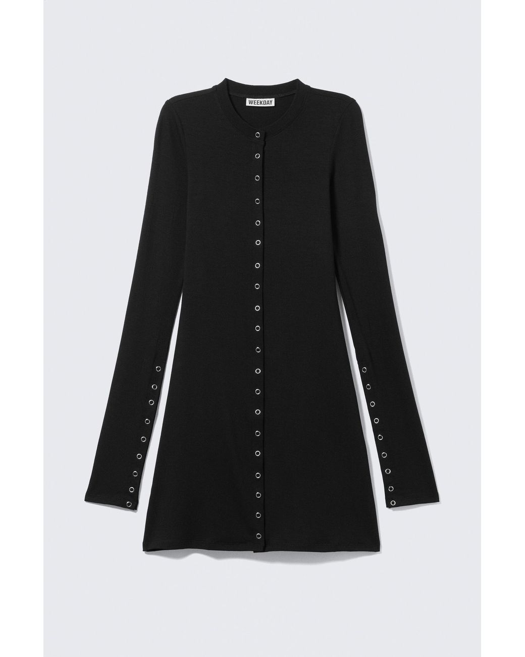Weekday Black Long-Sleeved Popper Mini Dress