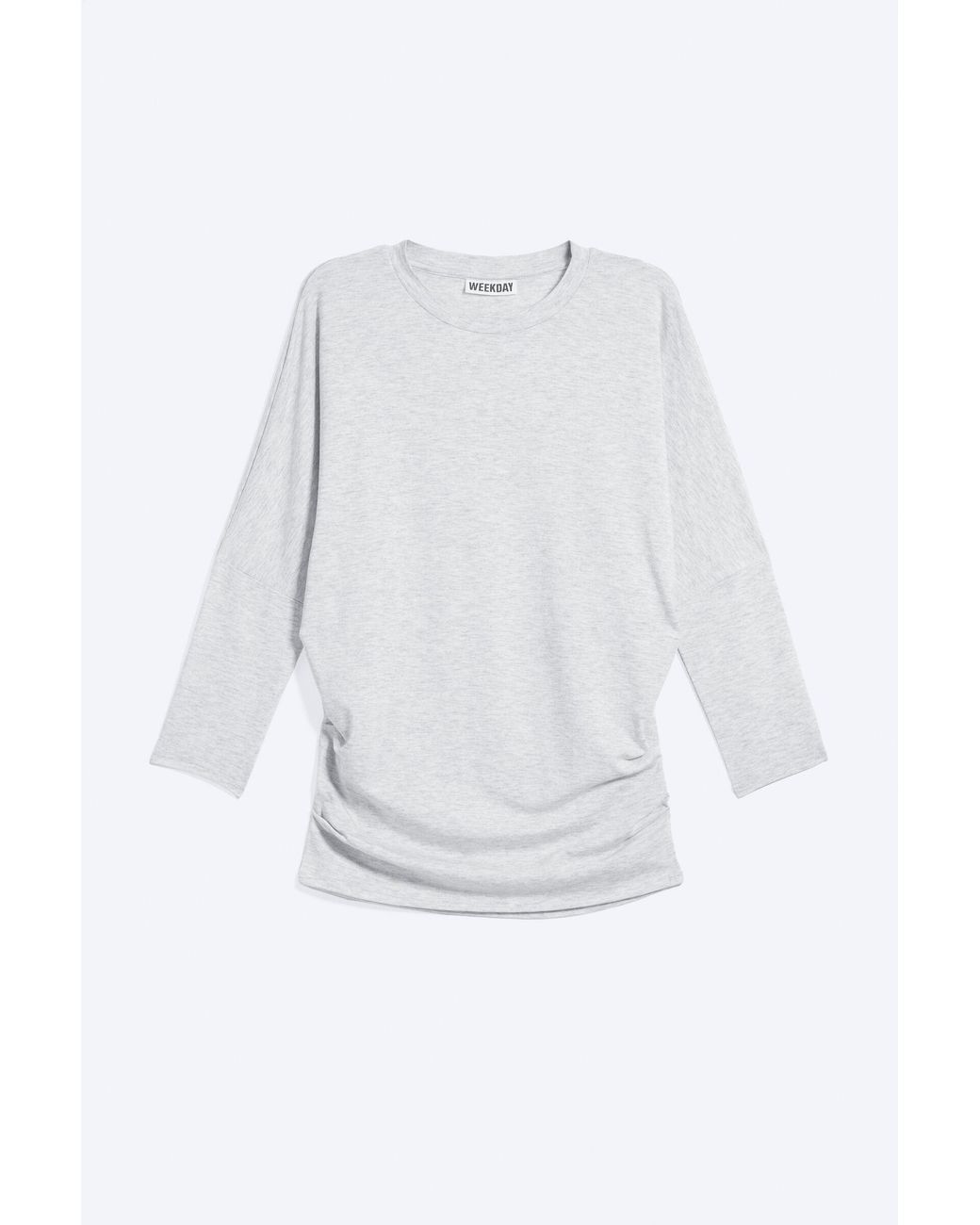 Weekday Gray Gathered Three-Quarter Sleeve Top