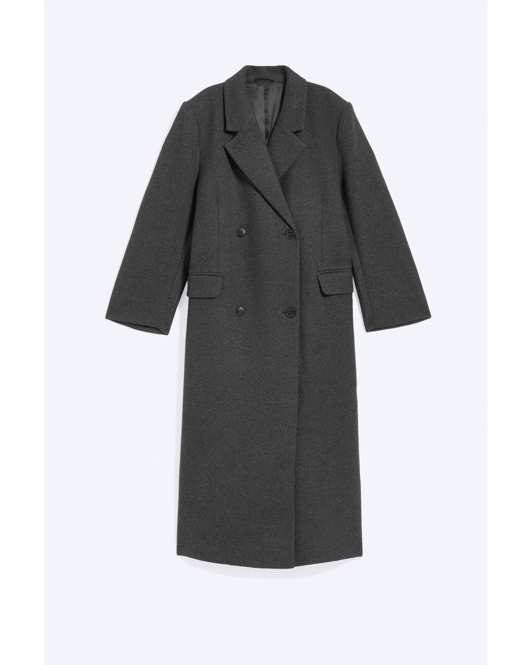 Weekday Black Logan Double-Breasted Wool-Blend Coat