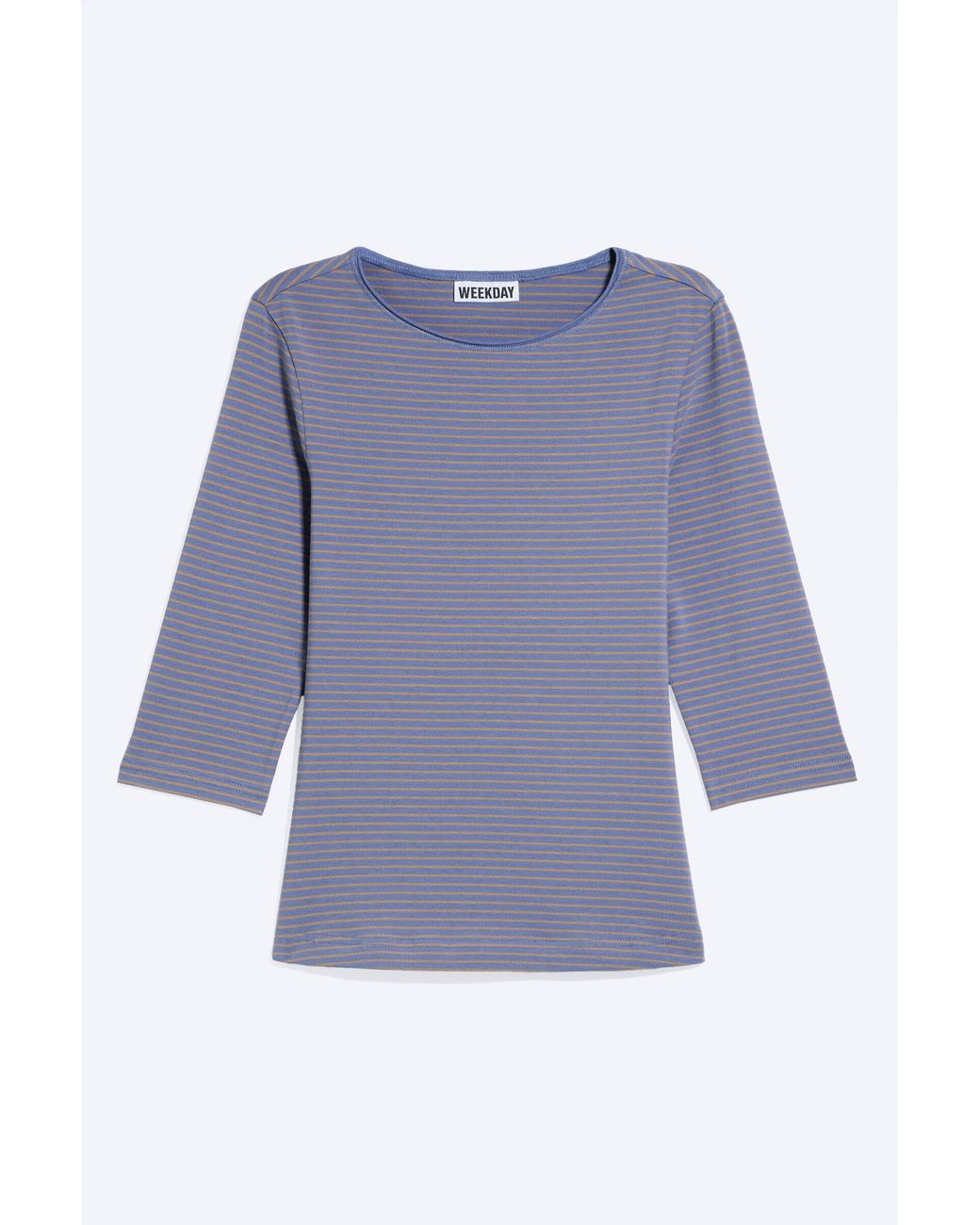 Weekday Blue Fitted Three-Quarter Sleeve Top